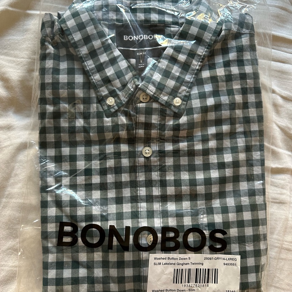 Bonobos Casual Button Down Shirt in Green Gingham